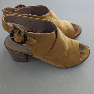 Mustard Suede Block Heel